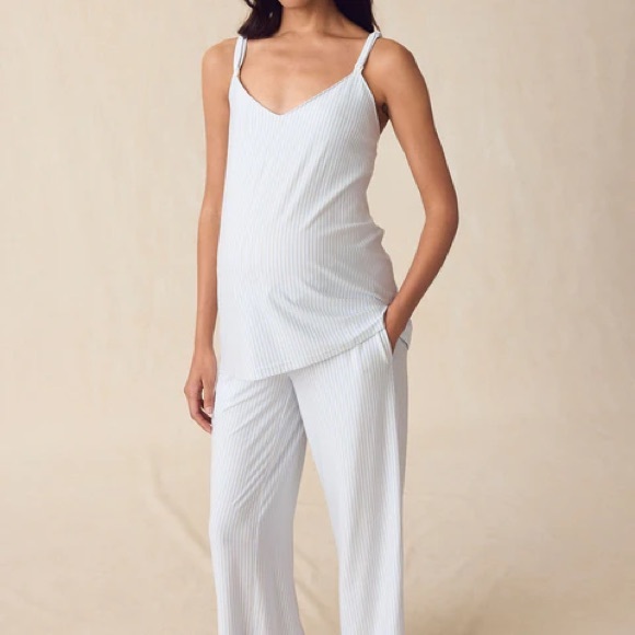 LAKE Pajamas | Maternity DreamModal™ Kimono Three-Piece Set in Fog - Picture 5 of 6